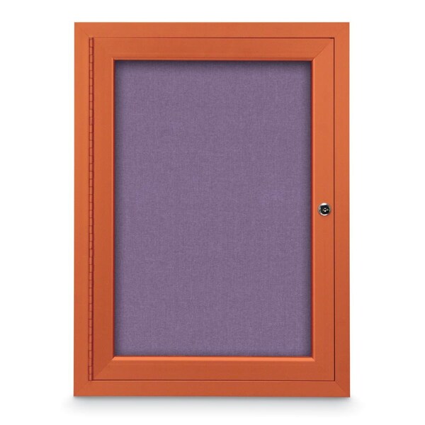Slim Enclosed Corkboard, 11"x13-1/2", Satin Alum Frame/Amethyst
